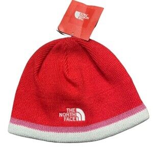 The North Face Tri-Color Cotton Beanie Fuchsia Pink White Women's One Size